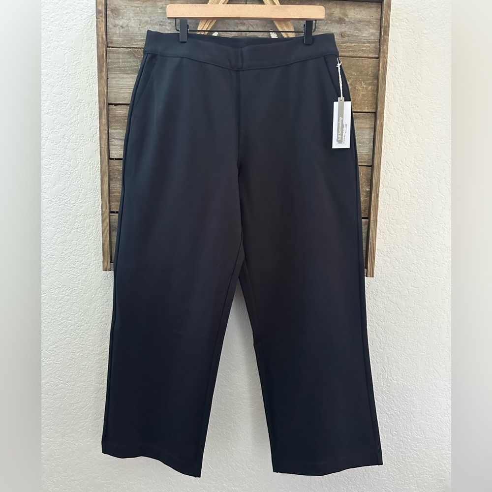 Soft Surroundings black pull on stretch‎ knit ponte Trousers size L NWT
